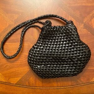 Authentic Vintage Bonavi Woven Leather Bucket Bag
